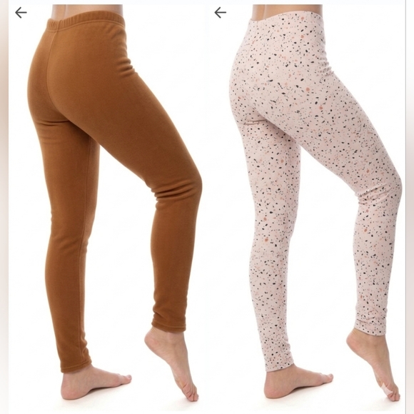 Everyday Stretch Leggings Duo - Caramel & Soft Pink with Speckles - Picture 2 of 8